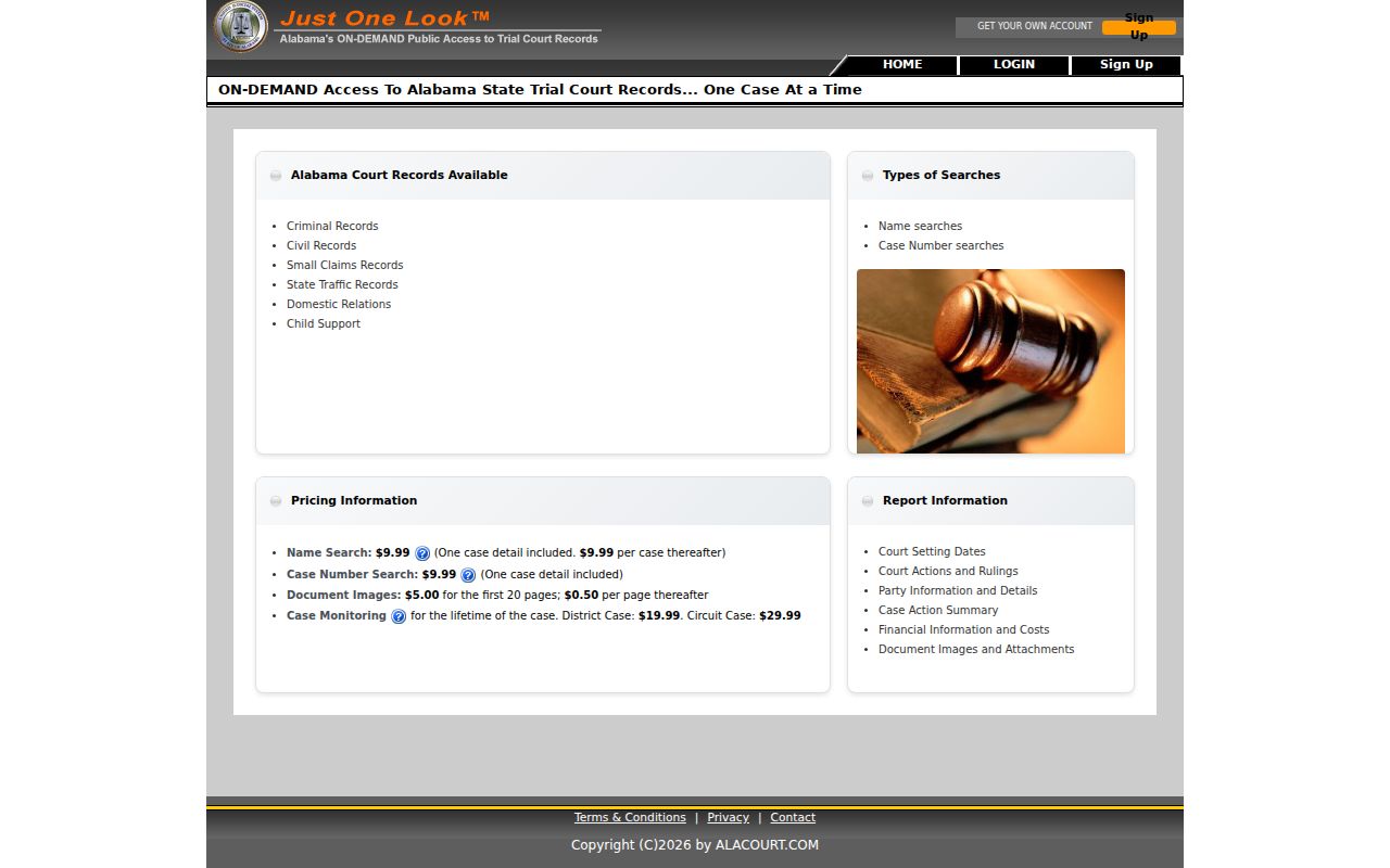 Geneva County case search through the Just One Look interface