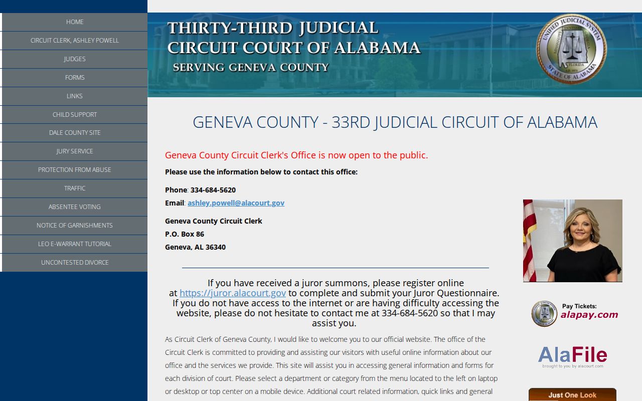 Geneva County criminal docket official court forms page